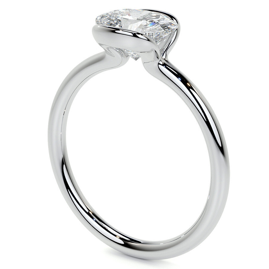 10K Rose Gold Oval Cut Solitaire Moissanite Engagement Ring-5