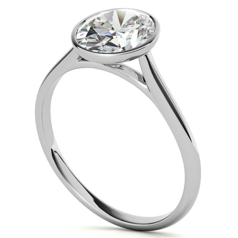 Bague de fiançailles solitaire en or blanc 10 carats avec moissanite ovale-7