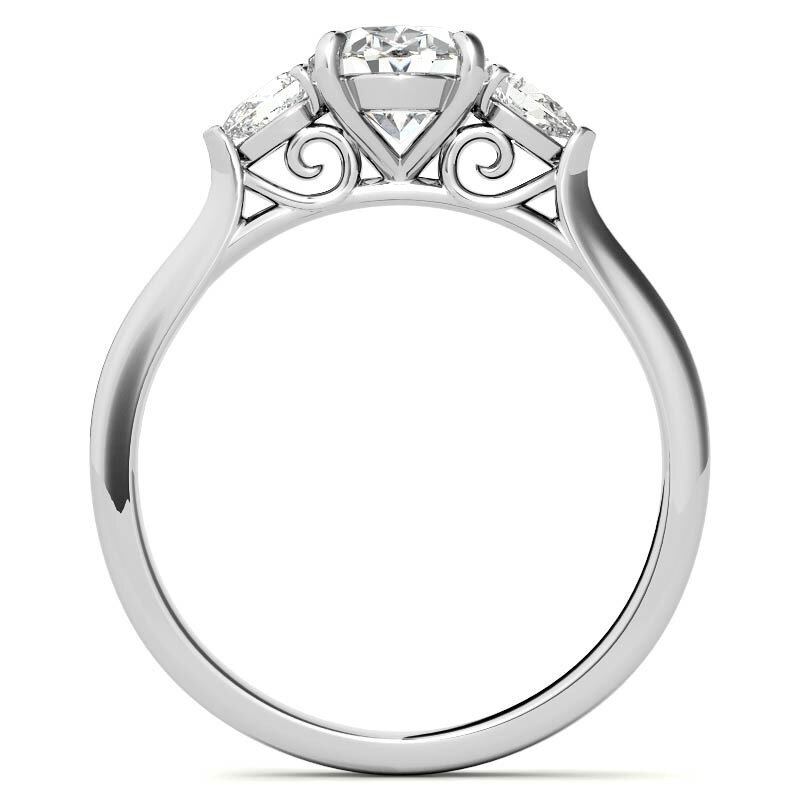 10K Rose Gold Oval Cut Three-Stone Moissanite Engagement Ring-4