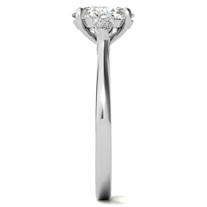 10K White Gold Oval Cut Three-Stone Moissanite Engagement Ring-6