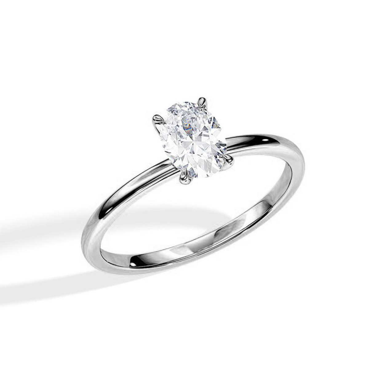 10K White Gold Oval Shaped Moissanite Couple Engagement Ring-5