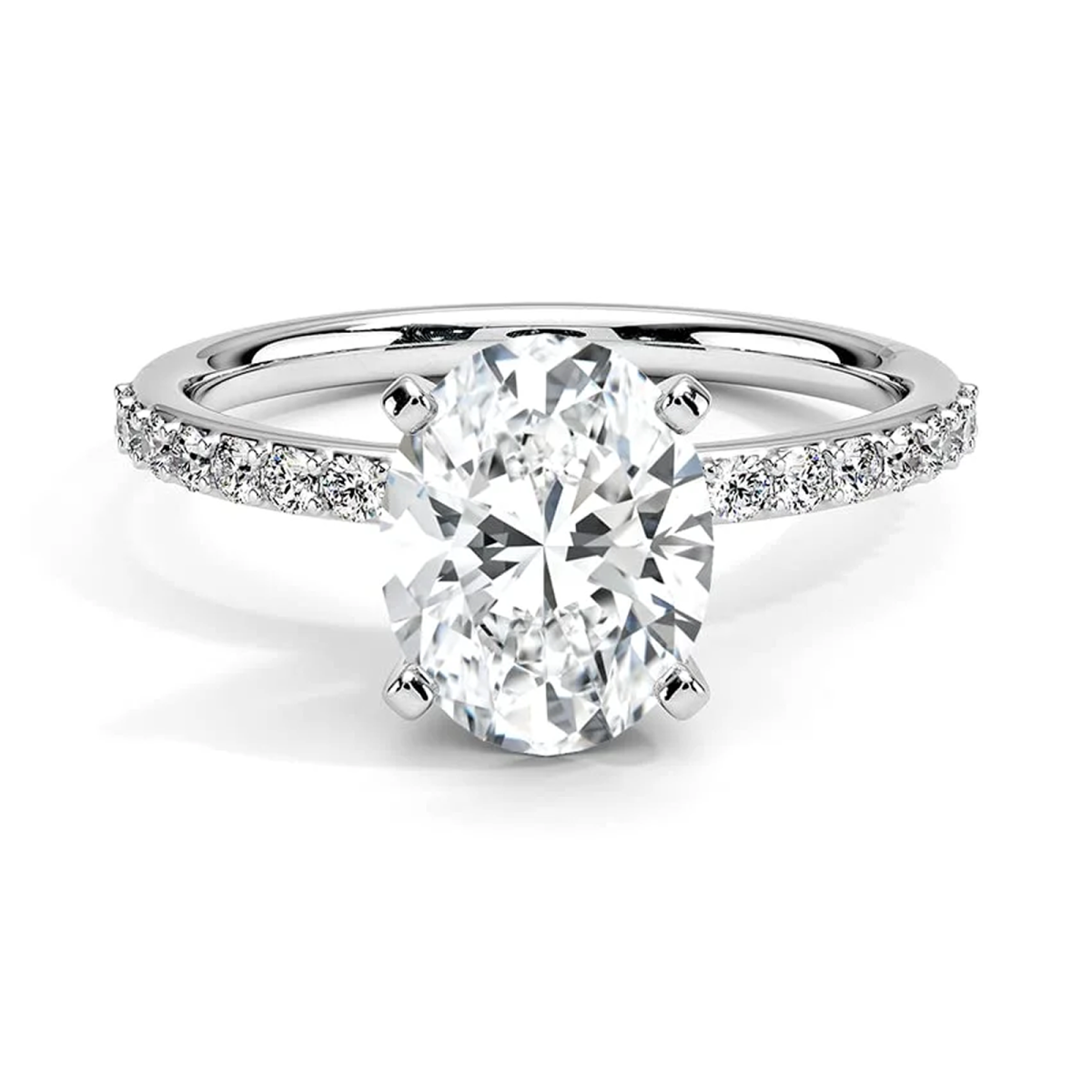 10K White Gold Oval Shaped Moissanite Engagement Ring-2