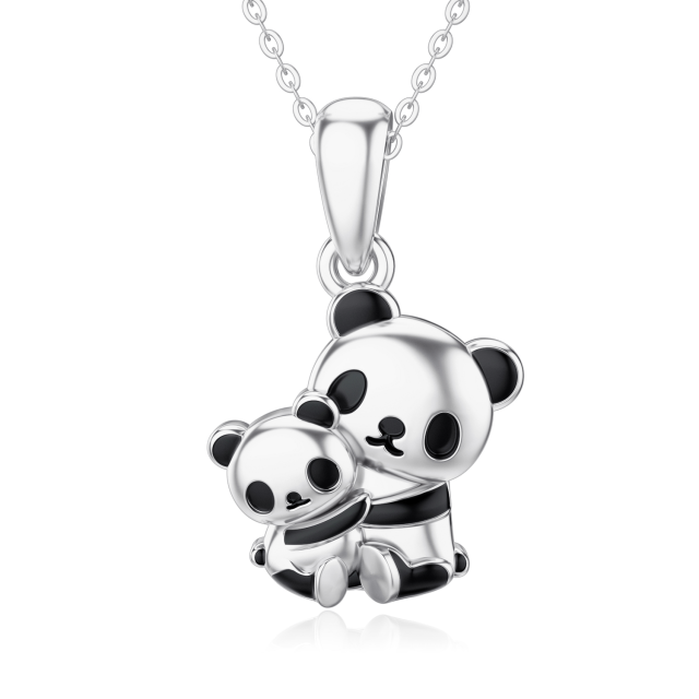 Collana con ciondolo Panda in oro bianco 10K-1