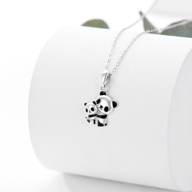 Collana con ciondolo Panda in oro bianco 10K-3