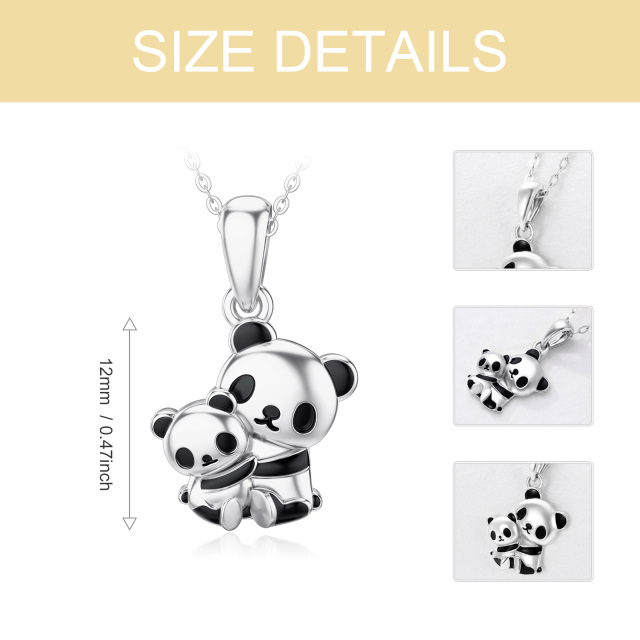 Colar com pingente de panda em ouro branco 10K-5