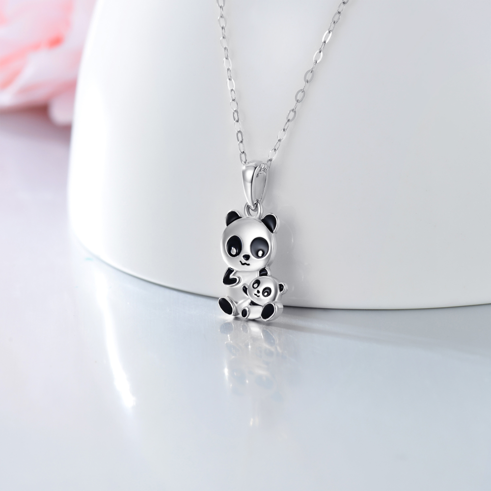 Collar Colgante Panda Oro Blanco-3
