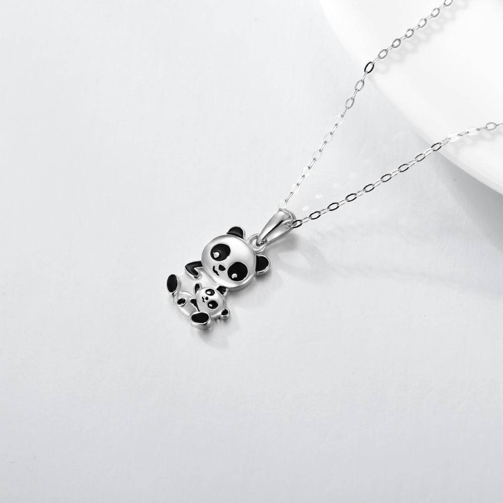 Collar Colgante Panda Oro Blanco-4