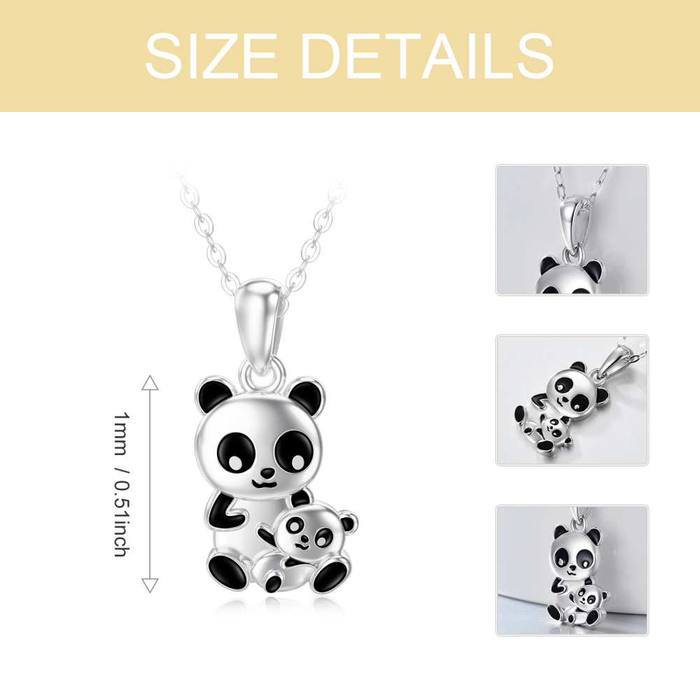 Collar Colgante Panda Oro Blanco-5