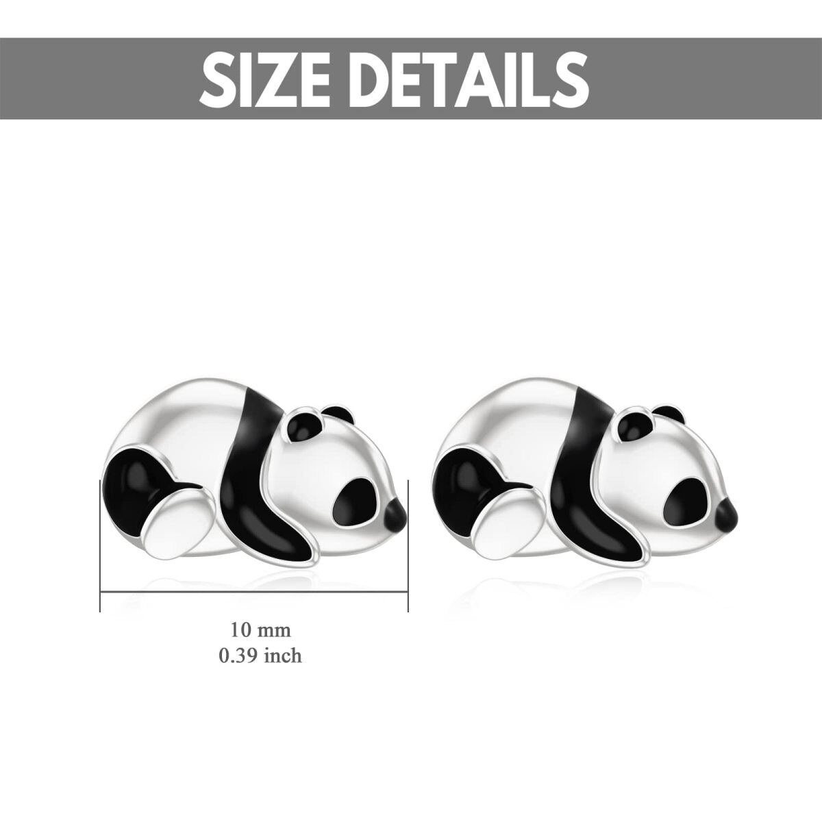 Pendientes de panda en oro blanco de 10 quilates-5