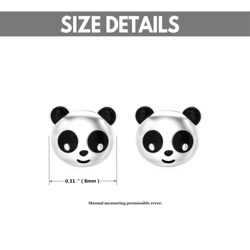 10K White Gold Panda Stud Earrings-5