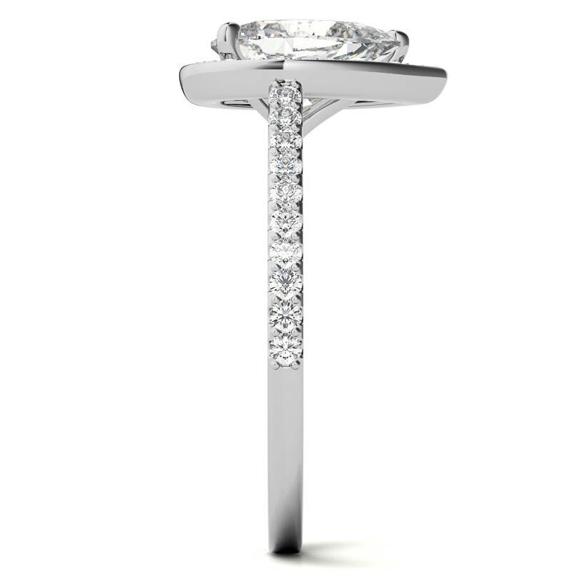 10K White Gold Pear Cut Halo Moissanite Engagement Ring-6