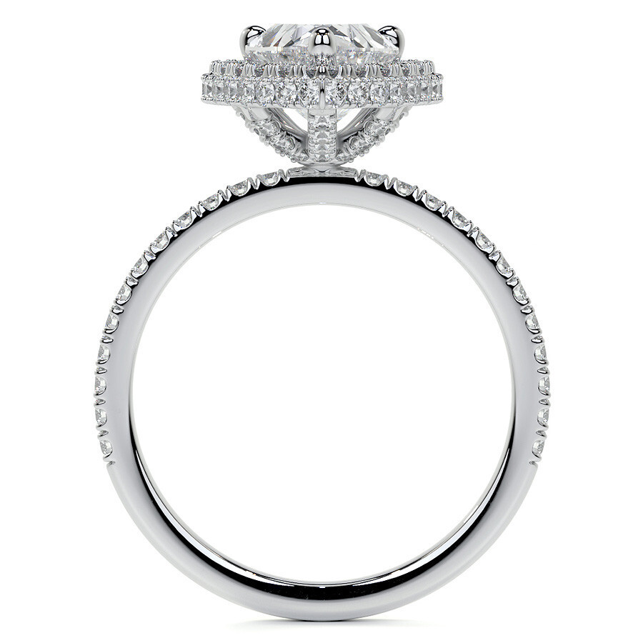 Bague de fiançailles en or blanc 10 carats avec halo de moissanite taille poire-5