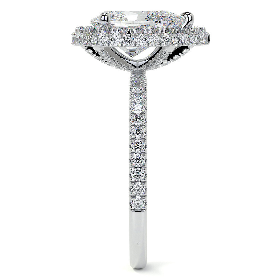Bague de fiançailles en or blanc 10 carats avec halo de moissanite taille poire-7