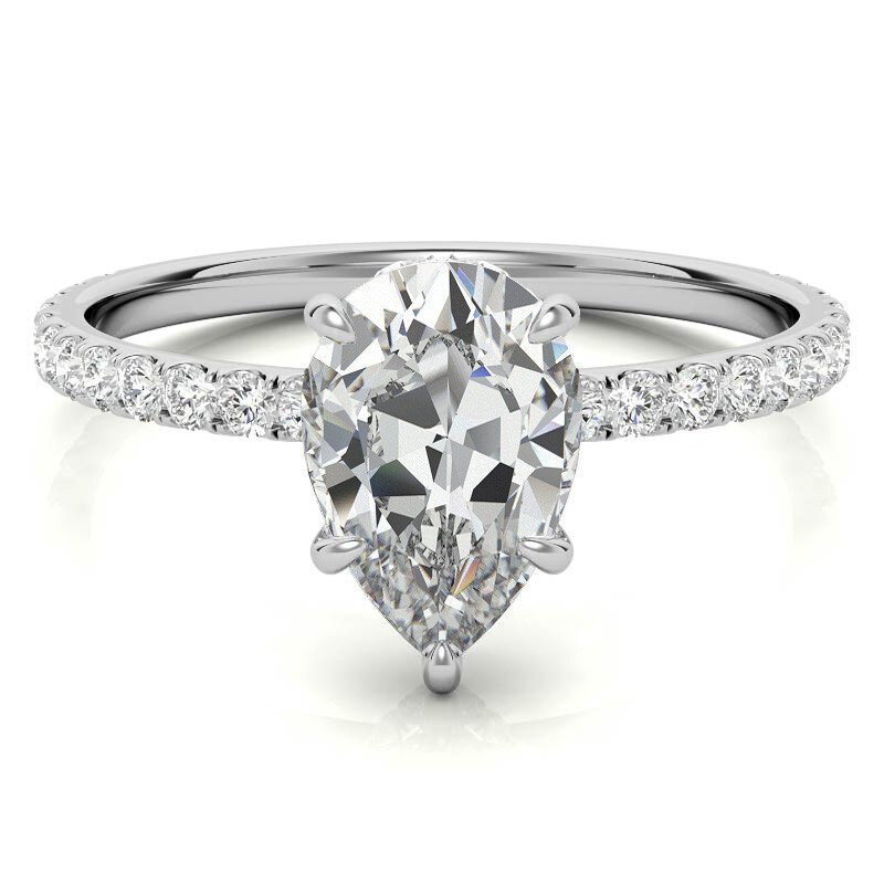 10K White Gold Pear Cut Moissanite Engagement Ring-1