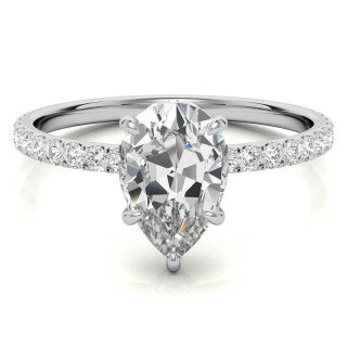 Anillo de compromiso de moissanita con corte de pera en oro blanco de 10 quilates-6