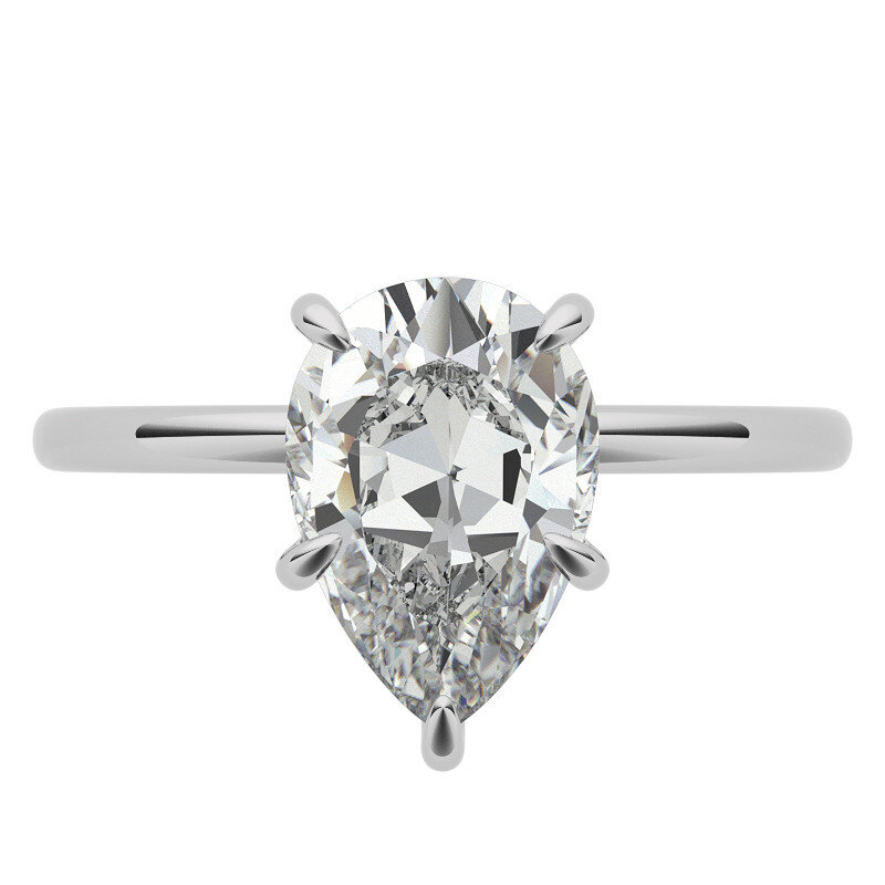 10K Rose Gold Pear Cut Solitaire Moissanite Engagement Ring-3