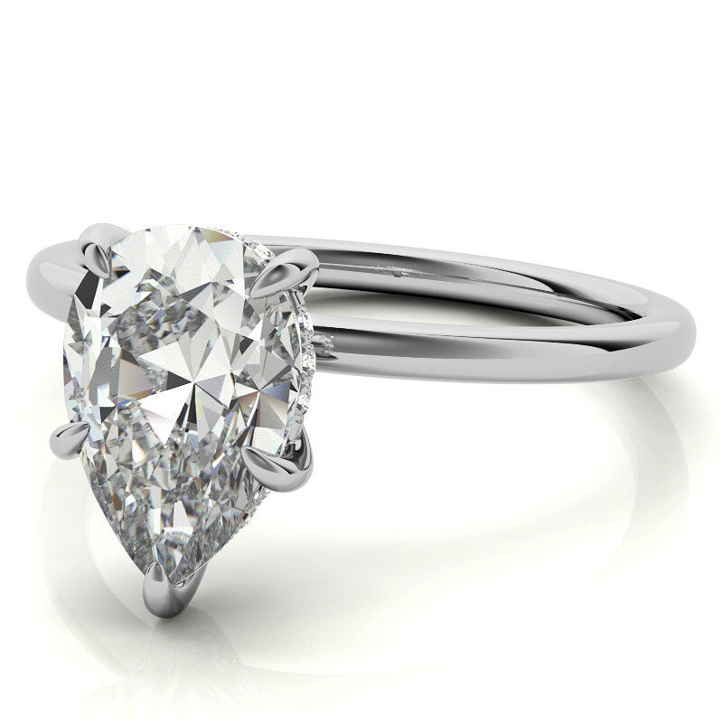 10K Rose Gold Pear Cut Solitaire Moissanite Engagement Ring-4