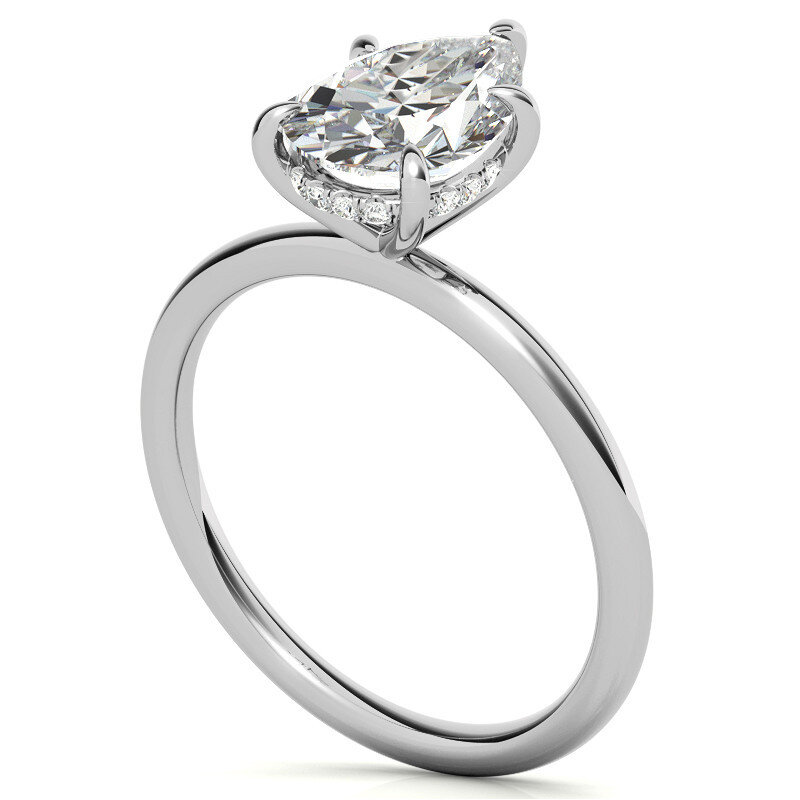 Platinum Pear Cut Solitaire Moissanite Engagement Ring-6