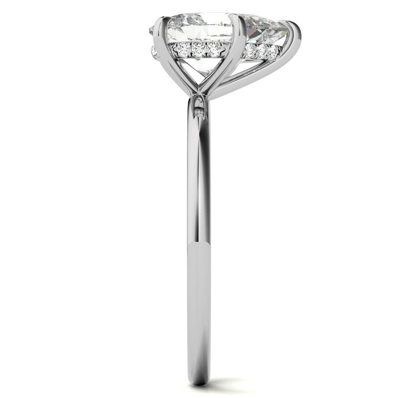 Platinum Pear Cut Solitaire Moissanite Engagement Ring-7