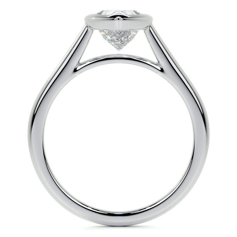 10K Rose Gold Pear Cut Solitaire Bezel Moissanite Engagement Ring-4
