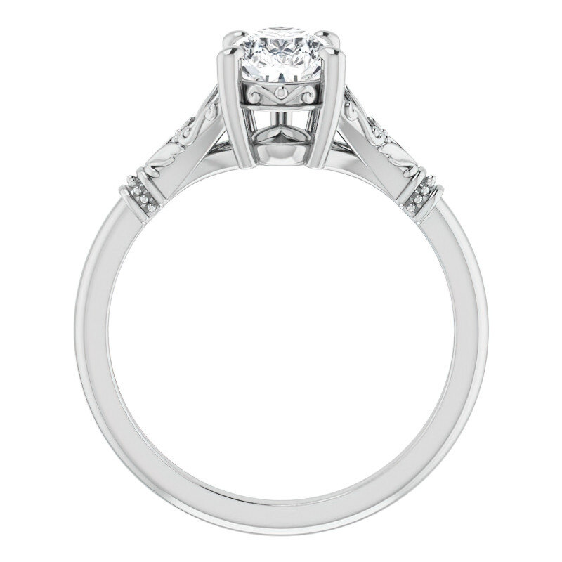 10K White Gold Pear Cut Solitaire Moissanite Engagement Ring-2
