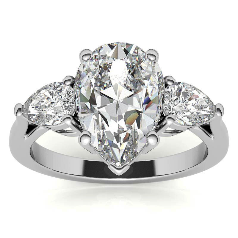 10K Rose Gold Pear Cut Three-Stone Moissanite Engagement Ring-3