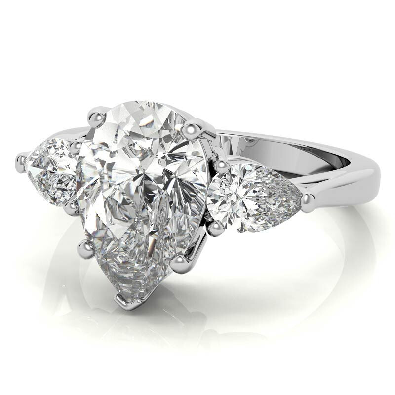 10K Rose Gold Pear Cut Three-Stone Moissanite Engagement Ring-4