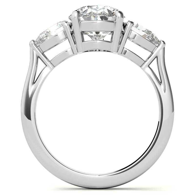 10K Rose Gold Pear Cut Three-Stone Moissanite Engagement Ring-5
