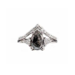 10K White Gold Pear Herkimer Diamond Ring-4