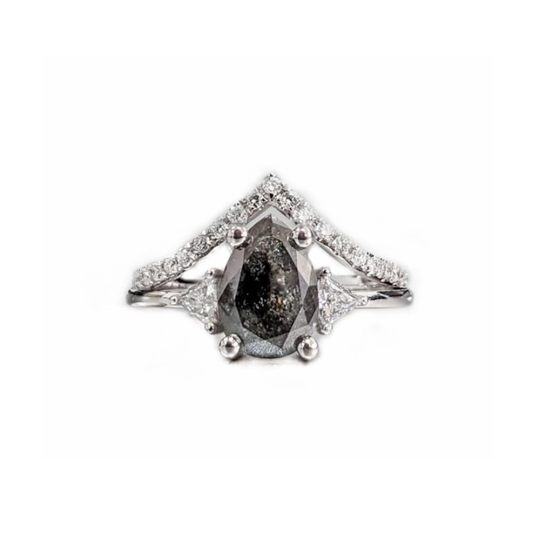 10K White Gold Pear Herkimer Diamond Ring