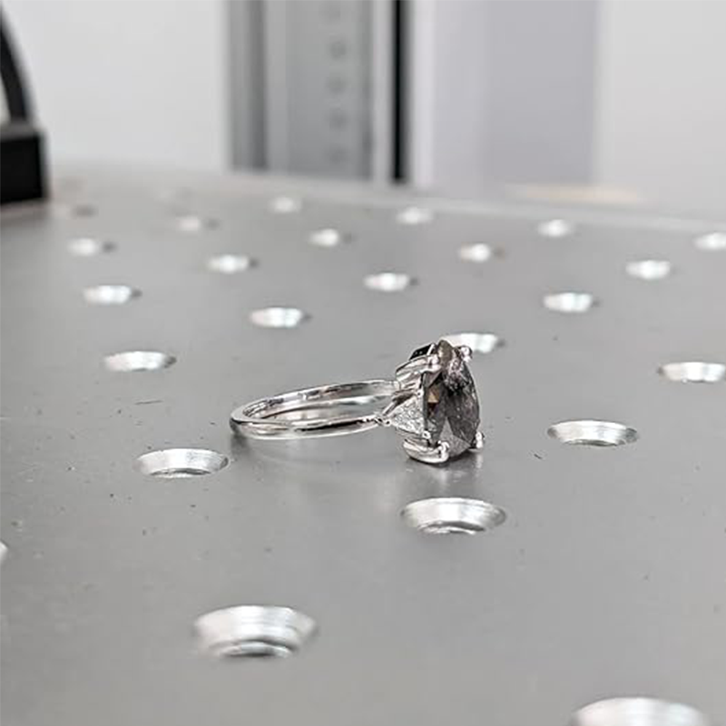 10K White Gold Pear Herkimer Diamond Ring-5