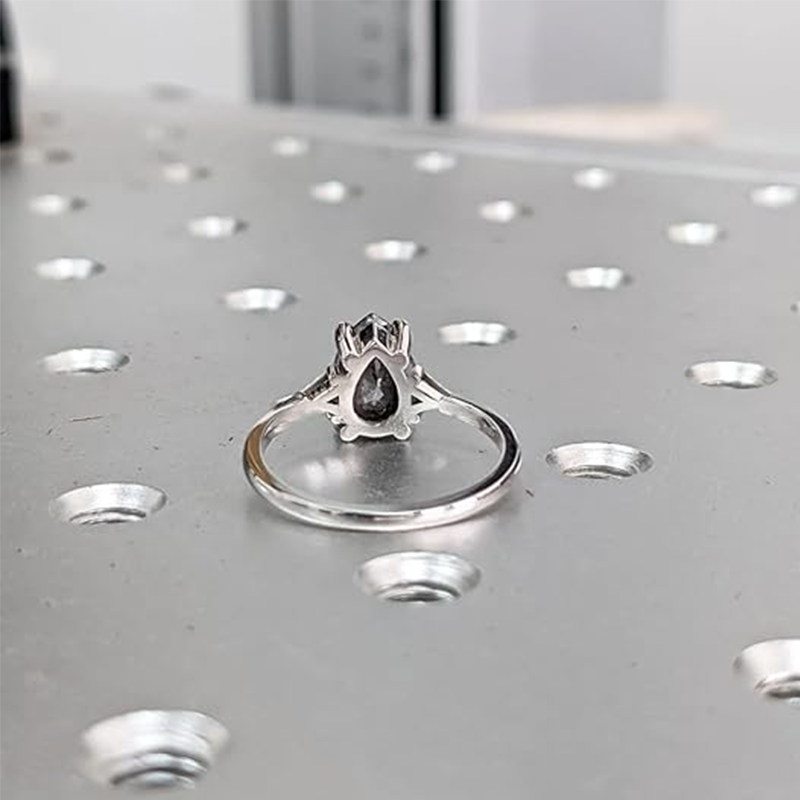 10K White Gold Pear Cut Herkimer Diamond Ring-6