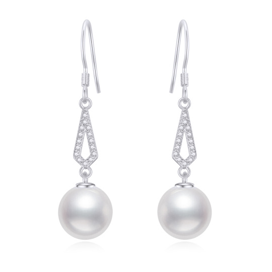 10K White Gold Pearl Drop Shape Earrings