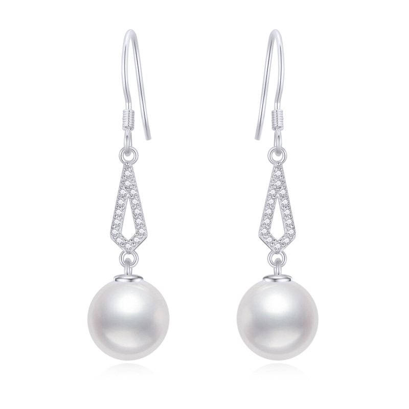 10K Rose Gold Pearl Drop Shape Drop Earrings-3