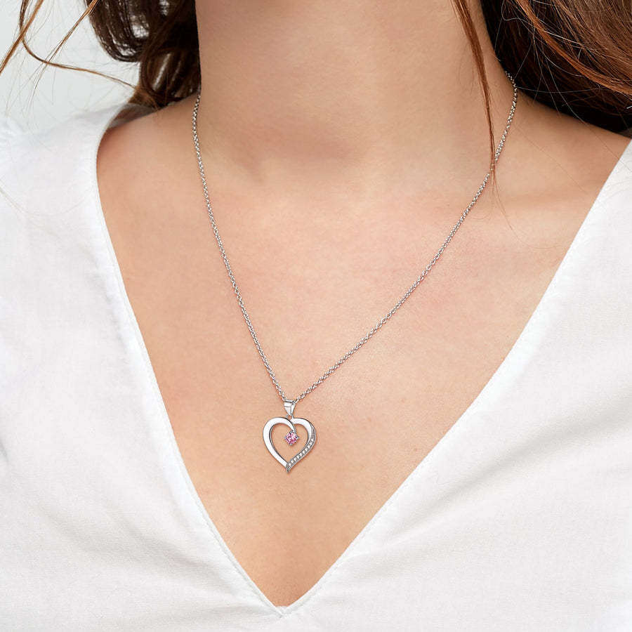 10K gepersonaliseerde geboortesteen gravure hart hanger ketting voor dames-4