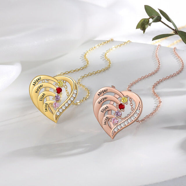 Collana con ciondolo a forma di cuore e incisione personalizzata in oro bianco 10K-2