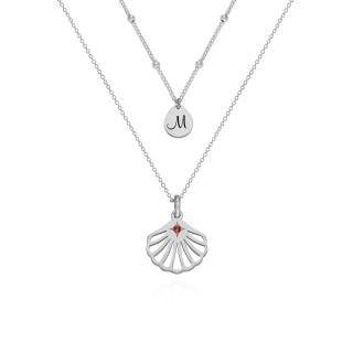 10K White Gold Cubic Zirconia Personalized Birthstone Engraving Layered Necklace-16