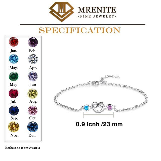 10K White Gold Personalized Birthstone Heart Pendant Bracelet-4