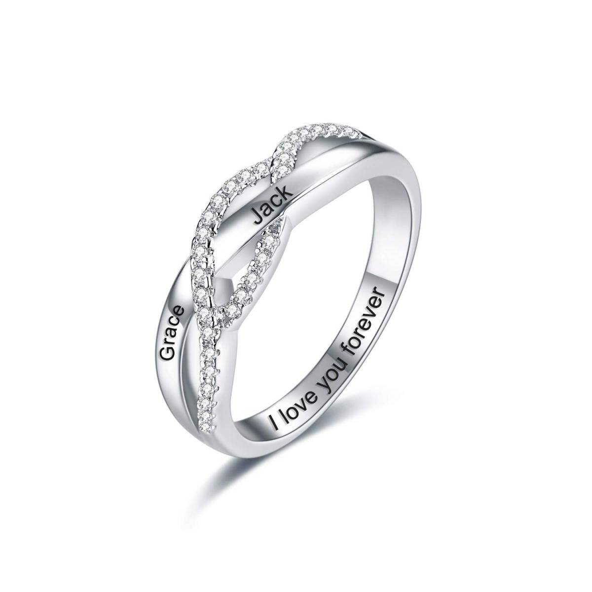 10K White Gold Cubic Zirconia Personalized Classic Name Ring-1