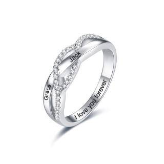 10K White Gold Cubic Zirconia Personalized Classic Name Ring-20