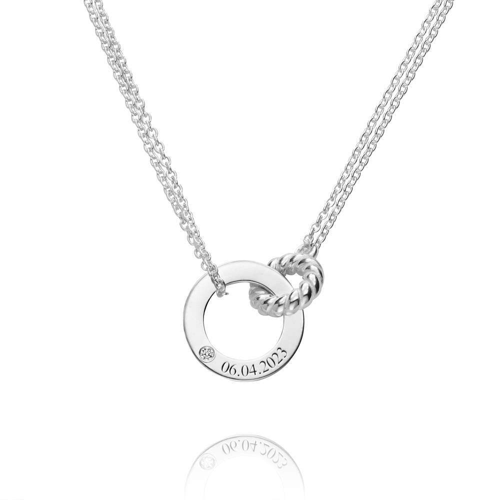 10-karätiges Weißgold-Zirkonia-Anhänger-Halskette mit persönlicher Gravur-1