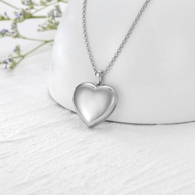 10K White Gold Personalized Photo & Heart Pendant Necklace with Engraved Word-3