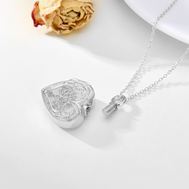 10K White Gold & Personalized Engraving Tree Of Life Urn Necklace for Ashes with Silver Chain-4