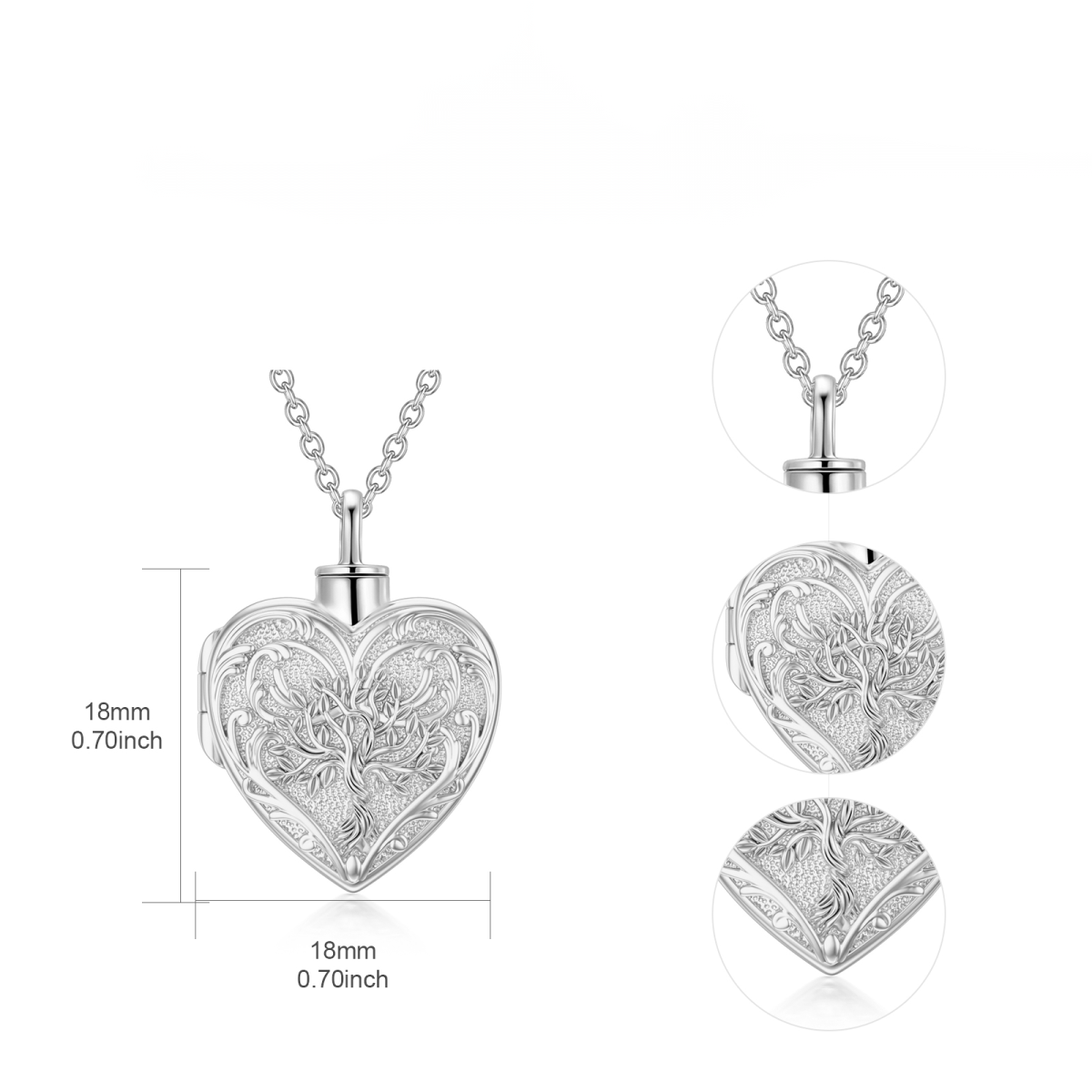 Collier Urne Arbre de Vie à Gravure Personnalisée en Or Blanc 10K pour Cendres-6