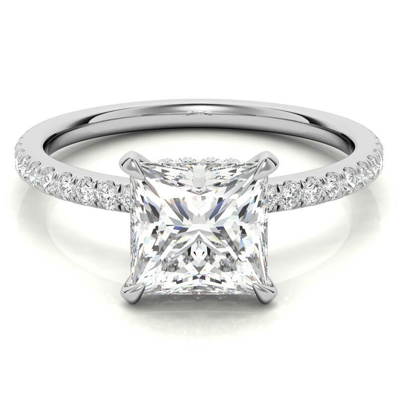 10K witgouden prinses geslepen halo moissanite verlovingsring-1