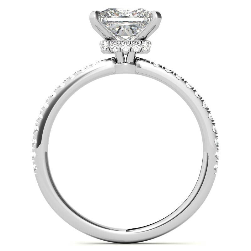 Anillo de compromiso de moissanita con halo de corte princesa en oro rosa de 14 quilates-4