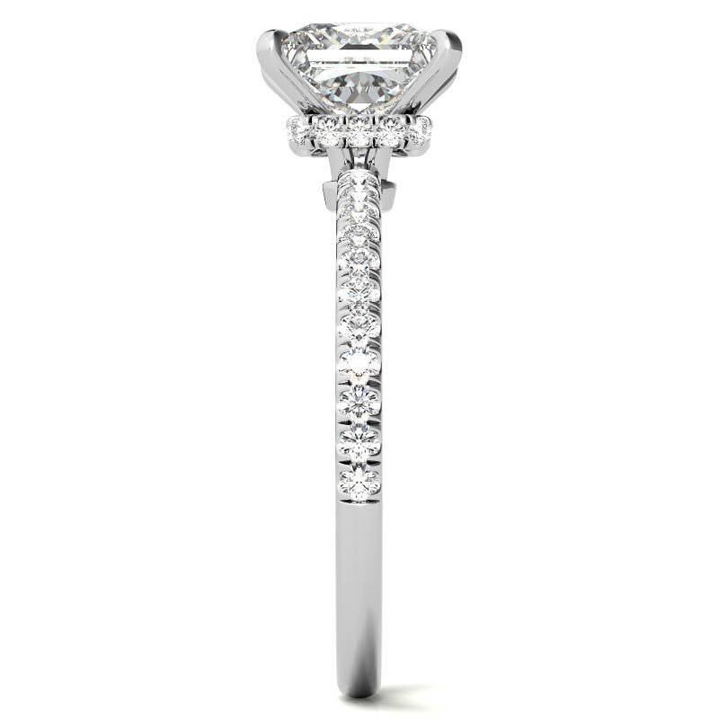 10K witgouden prinses geslepen halo moissanite verlovingsring-6