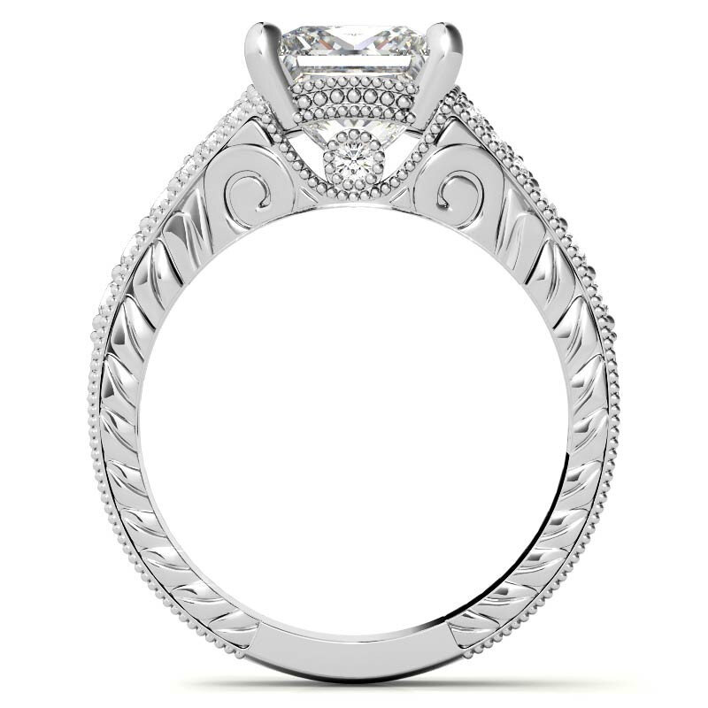 10K Rose Gold Princess Cut Vintage Moissanite Engagement Ring-5
