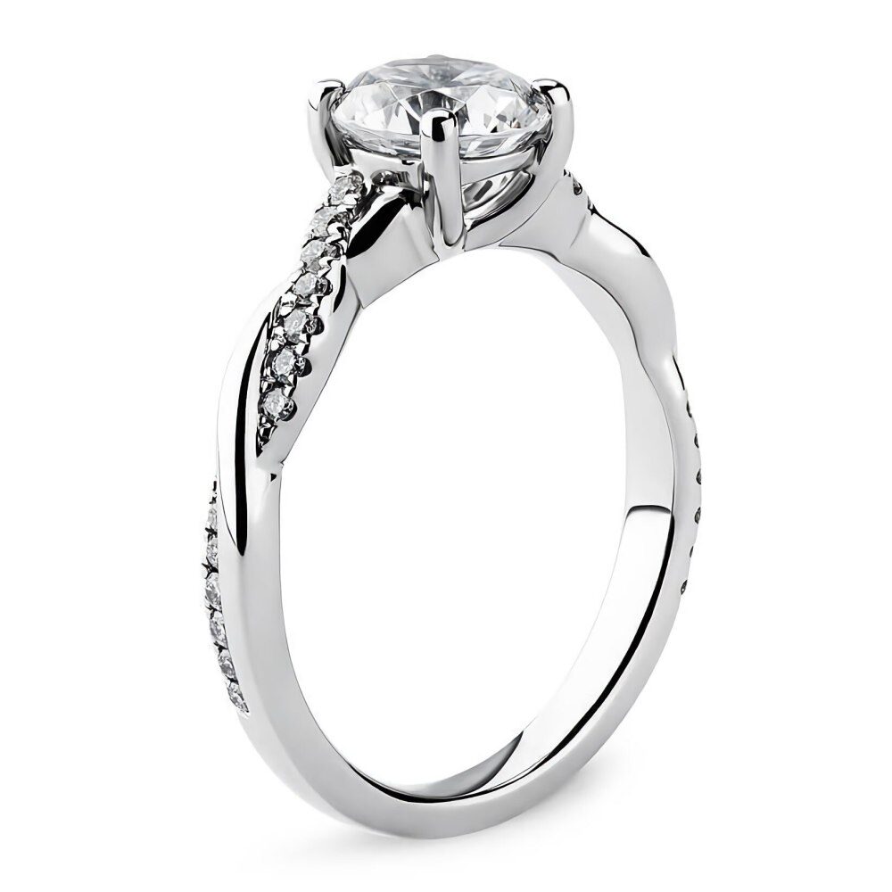 10K White Gold Princess Shaped Moissanite Personalized Engraving Engagement Ring-2