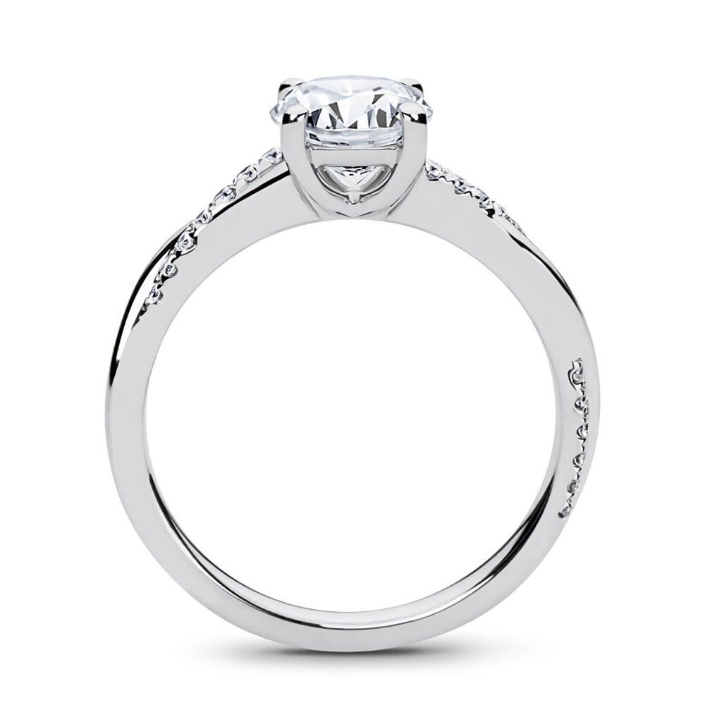 10K White Gold Princess Shaped Moissanite Personalized Engraving Engagement Ring-3